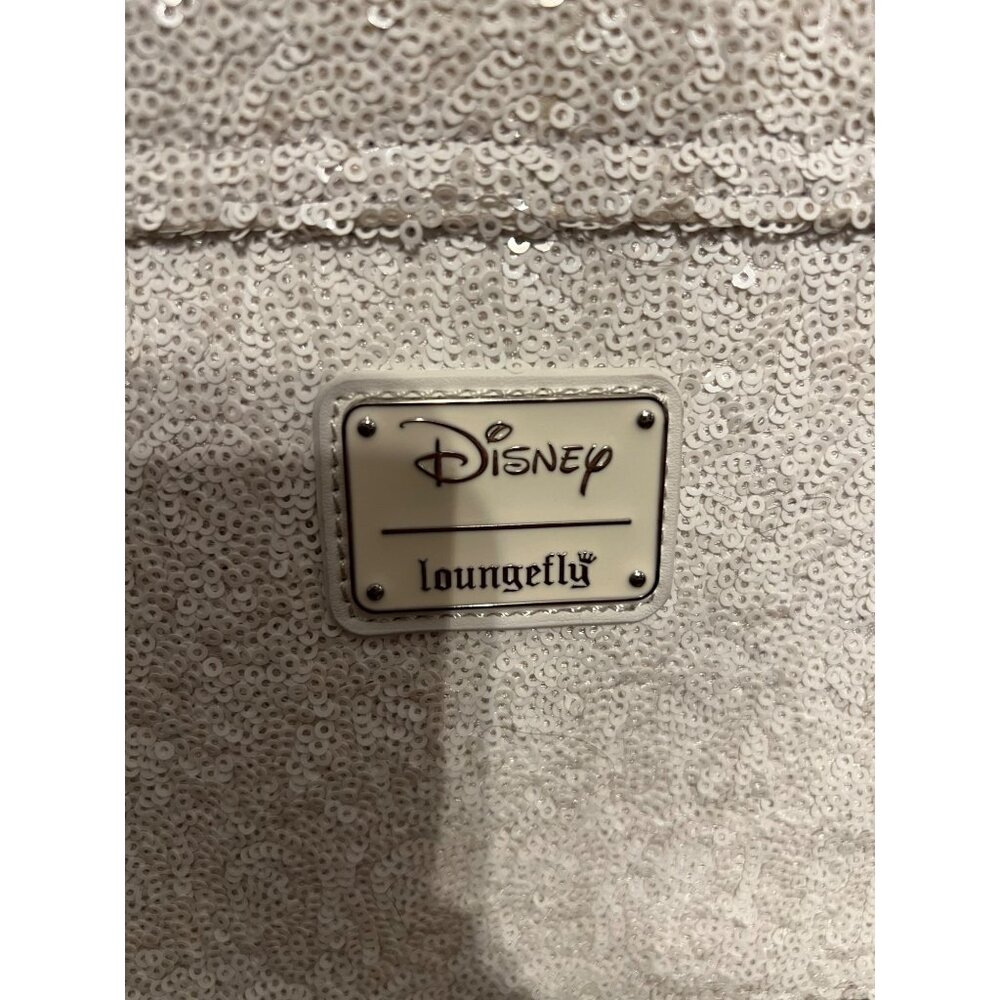 Loungefly Disney Minnie‎ Mouse White Sequin Wedding Crossbody Purse W Ring Bow - Picture 14 of 16